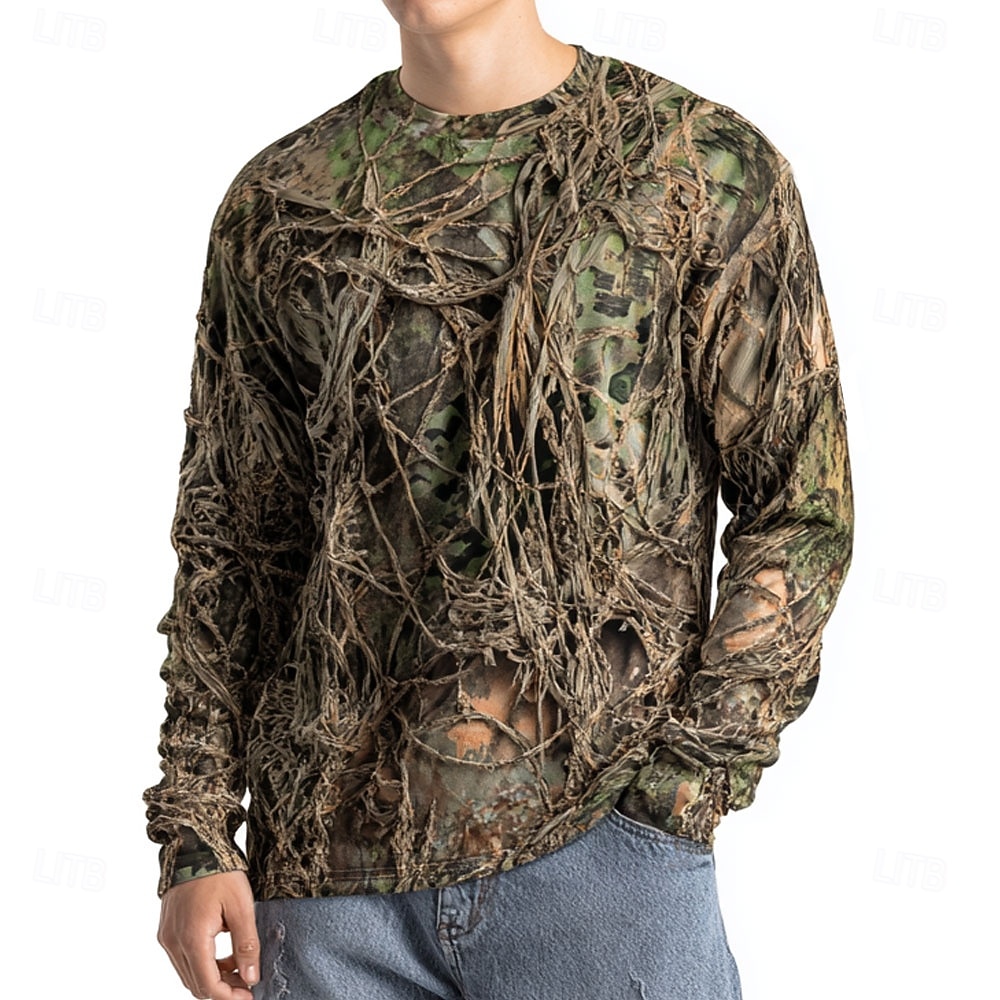 Outdoor Hunting Graphic Tees - Manica lunga con stampa animalier mimetica
