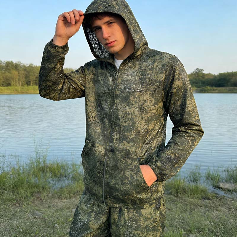 Camouflage Hunting Jacket - Completi Tattici con Cappuccio, Abbigliamento Mimetico