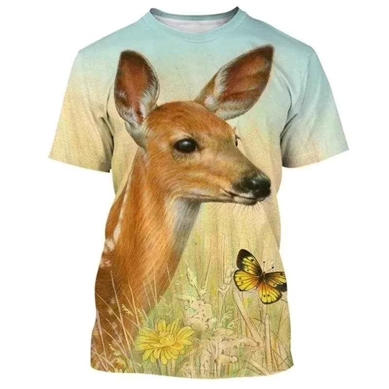 Deer 3D Printing T-shirt Funny - Outdoor Hunting Graphic Tees recensione e prezzo
