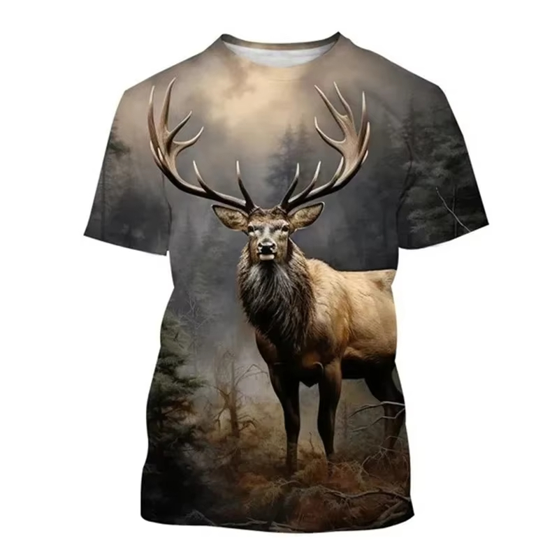 Deer 3D Printing T-shirt Funny - Outdoor Hunting Graphic Tees recensione e prezzo